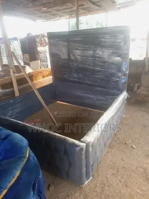 6 by 6 Quality Upholstered Beframe With 5ft Tall Headboard