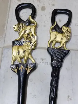 Gold and Black Wooden Walking Stick