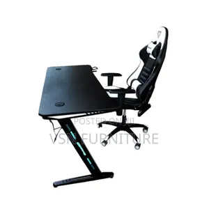 Gaming Desk With Led Lights and Furgle Gaming Chair
