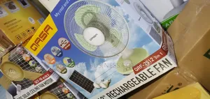 Qasa Rechargeable Table Fan 12inc With Panel and Two Bulb