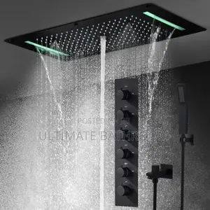 Luxury Black Conceal Shower With Ceiling Mounted Led Rose