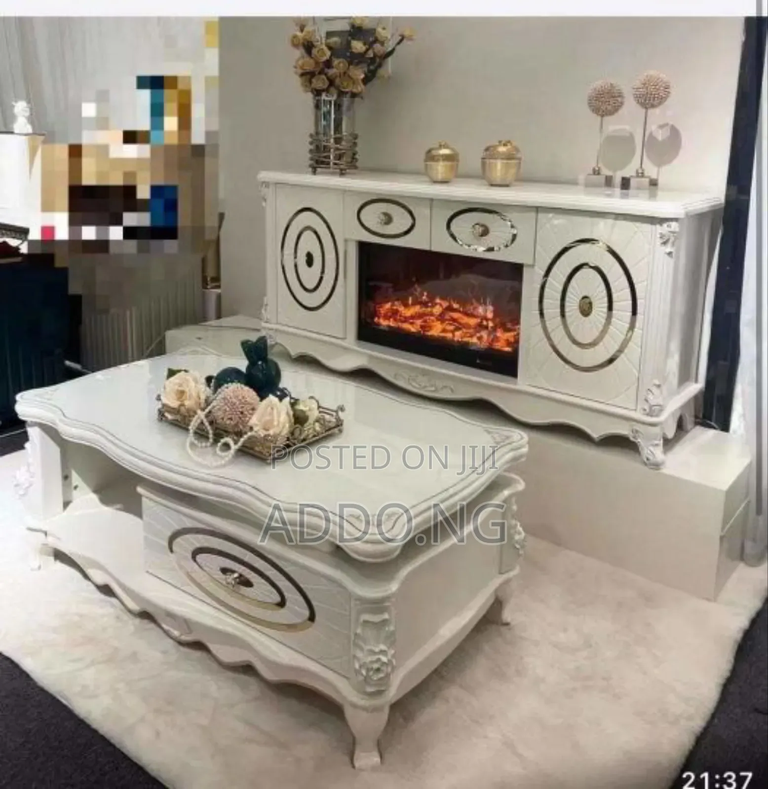 Royal Television Stand With Fireplace and Center Table