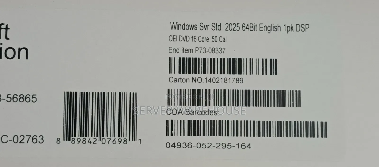Windows 2025 Server STD 16 Cores 50 Cals