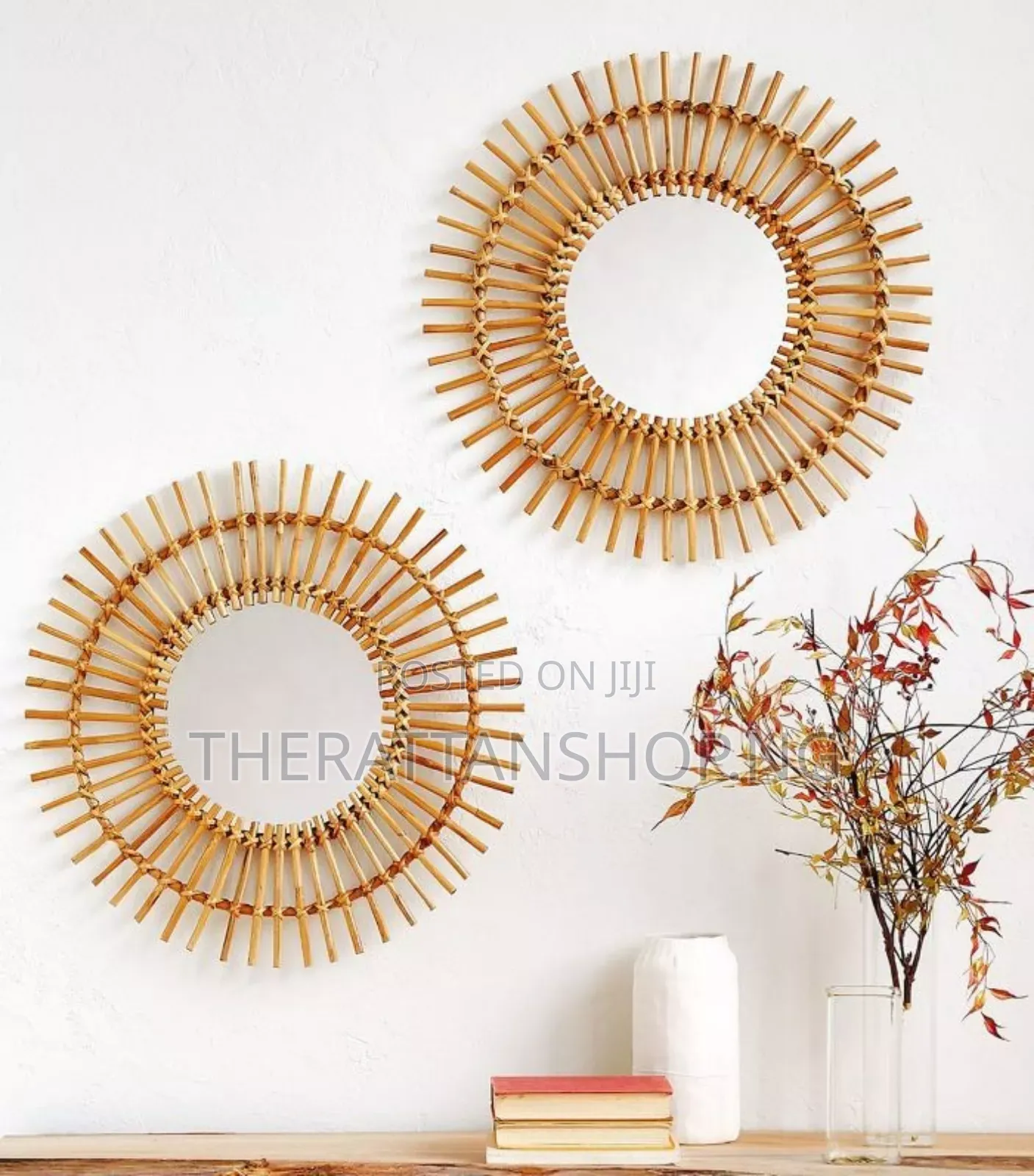 Hand Woven, Cane Crafted Wall Accent Mirrors