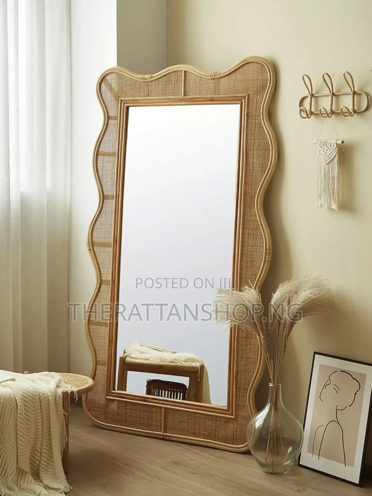 Free Standing, Handcrafted, Long Cane Mirrors