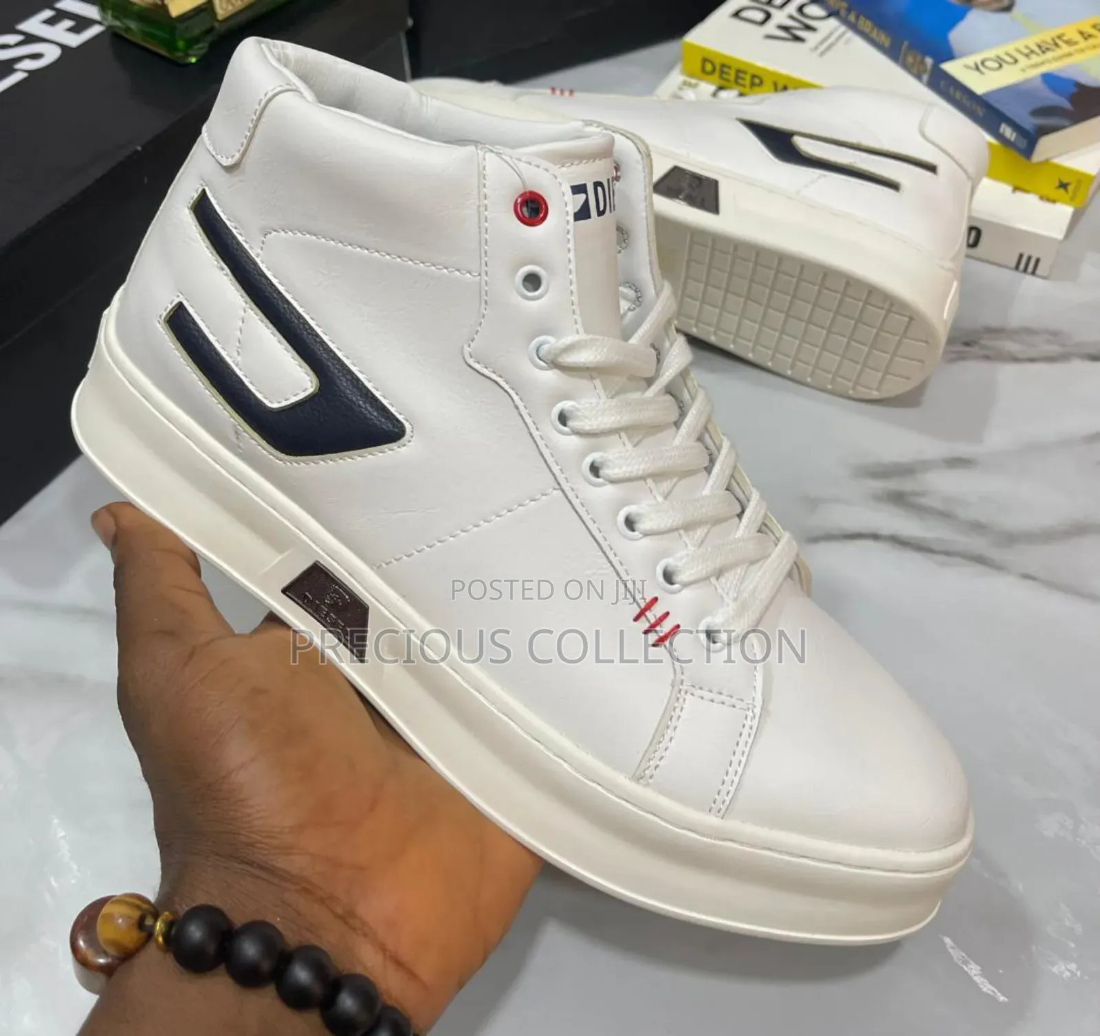 Unisex Diesel White Sole Ankle Shoe