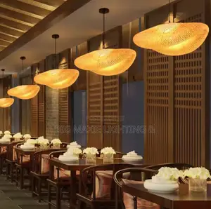 Modern Natural Rattan Wicker Bamboo Lantern Pendant Light