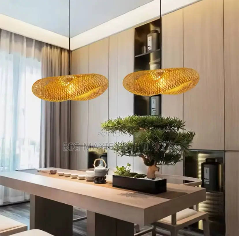 Modern Natural Rattan Wicker Bamboo Lantern Pendant Light