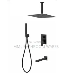 Ceiling Rainfall 5way Black Conduit Shower Mixer