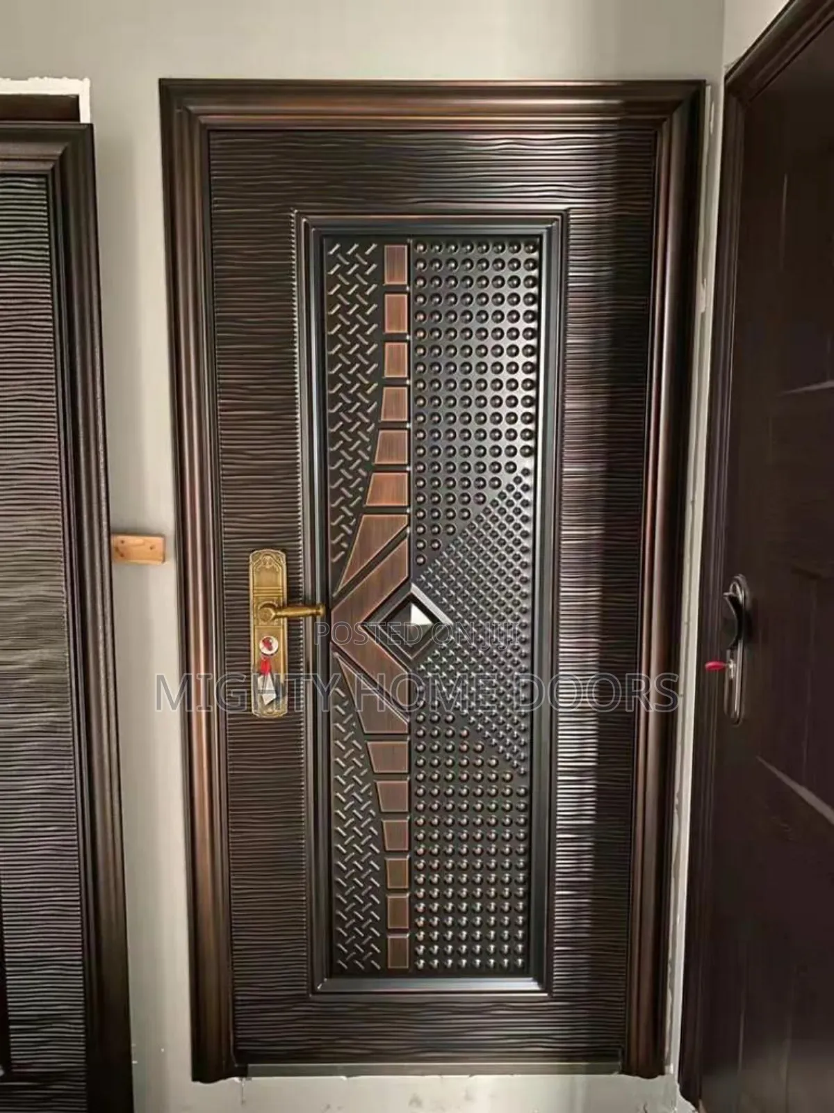 Cast Copper Security Steel Door With Complete Locks.