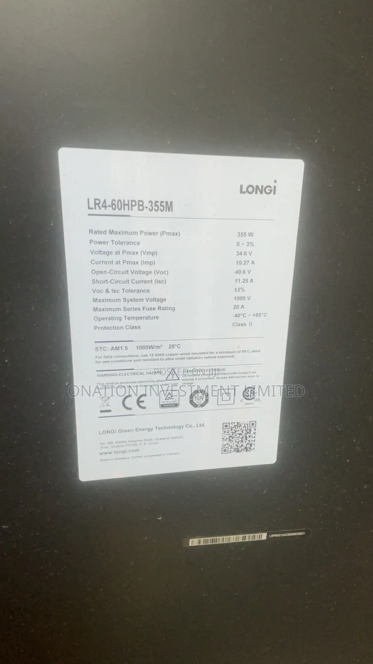 355w All Black Mono Solar Panel