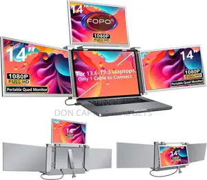 Portable Quad Screen Monitor (3 Tri Screen Monitor) 14"