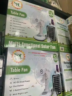 Solar Rechargeable 12inches Table Fan + (Longlasting)