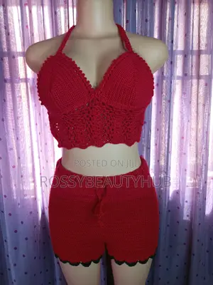 Handmade Crochet Short Bra and Hat