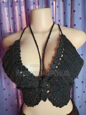 Handmade Crochet Short Bra and Hat