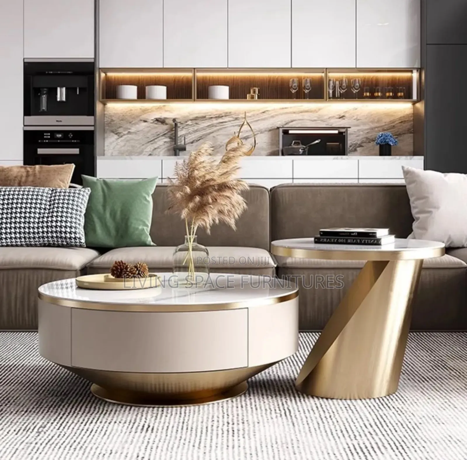 Luxury Marble Coffee Table 2in1 Set (Centre Table)