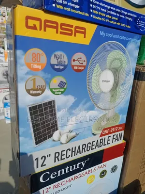 12" Qasa Solar Rechargeable Table Fan