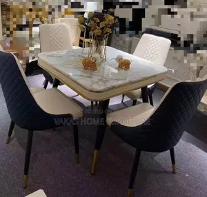 Blue and White 4 Seater Mable Top Dinning