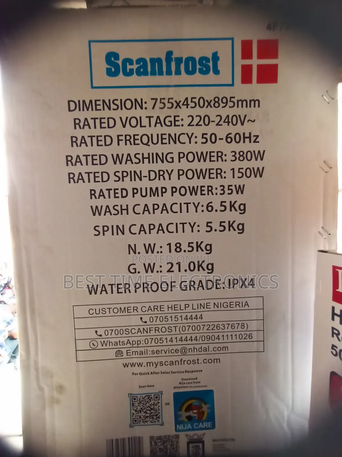 Original Scanfrost 7kg Twin Washing Machine
