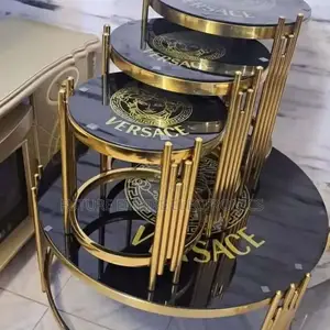Original Complete Parlor Set of Table Golden and Seliver