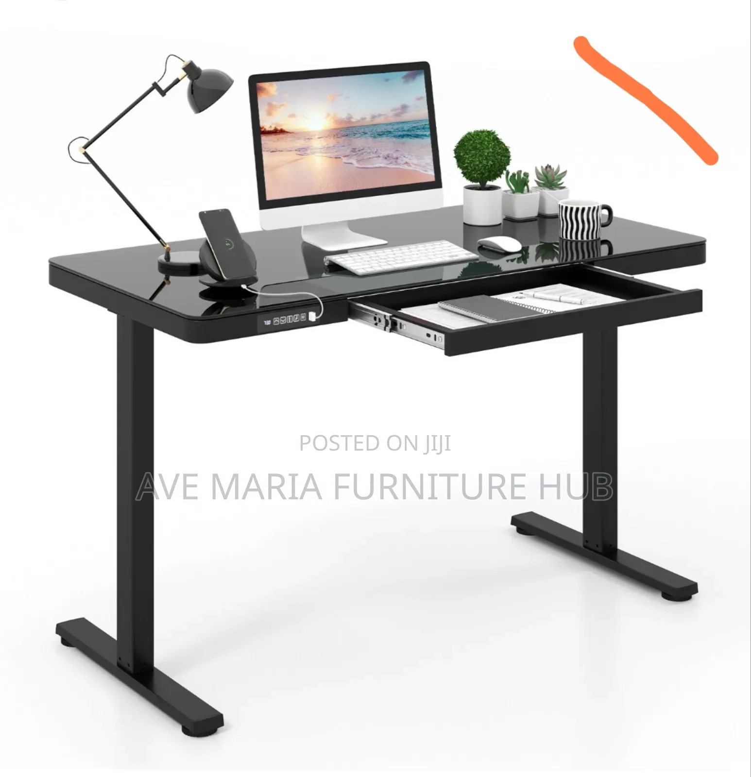 Electric Adjustable Height Desk Glass Top.