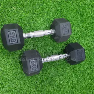 A Pair of 5kg Hexagon Dumbbell