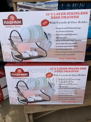 18 Inches Rashnik 2 Layer Stainless Steel Dish Drainer