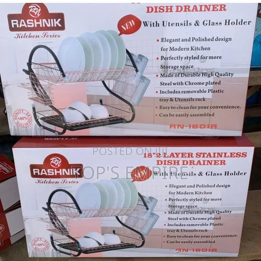 18 Inches Rashnik 2 Layer Stainless Steel Dish Drainer