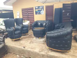 Sofa Set of Chair Black Leather