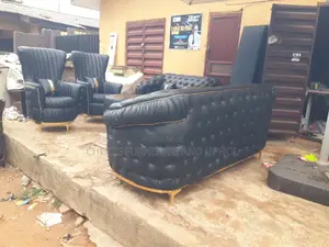 Sofa Set of Chair Black Leather