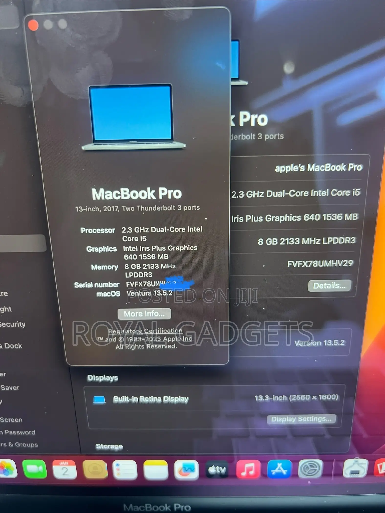 Laptop Apple MacBook Pro 2017 8GB Intel Core i5 SSD 256GB
