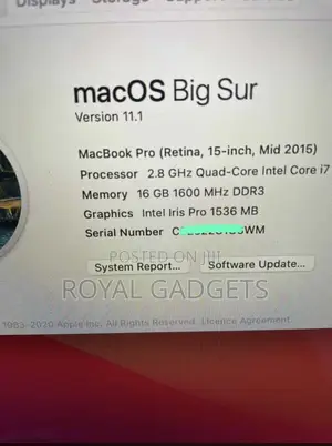 Laptop Apple MacBook Pro 2015 16GB Intel Core i7 SSD 512GB