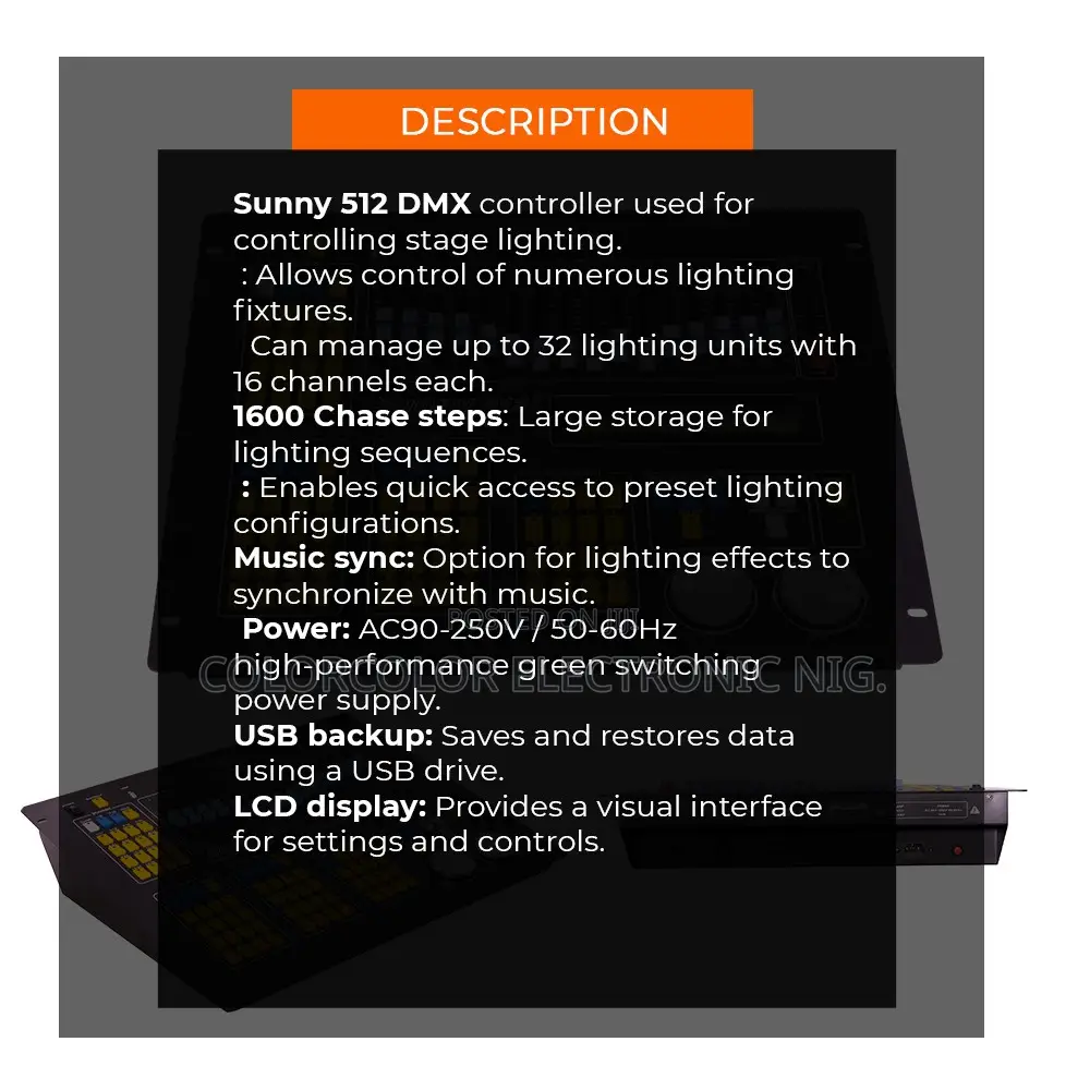 DMX Controller (Sunny 512) for Stage Light Control