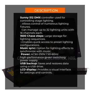 DMX Controller (Sunny 512) for Stage Light Control