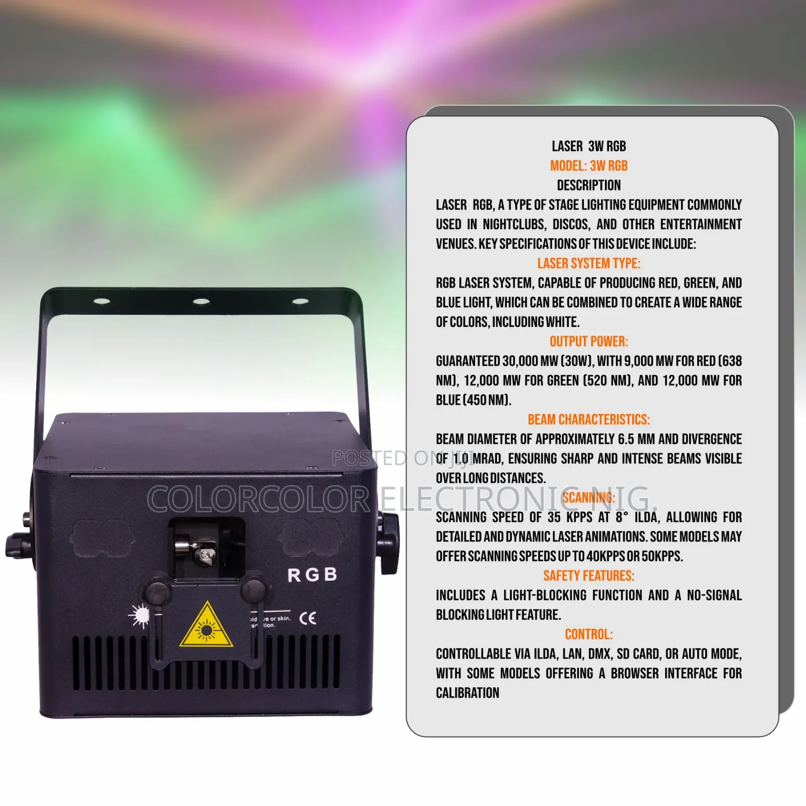 Stage Light Laser 3w RGB