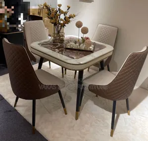 Brown 4 Seater Mable Top Dinning Set