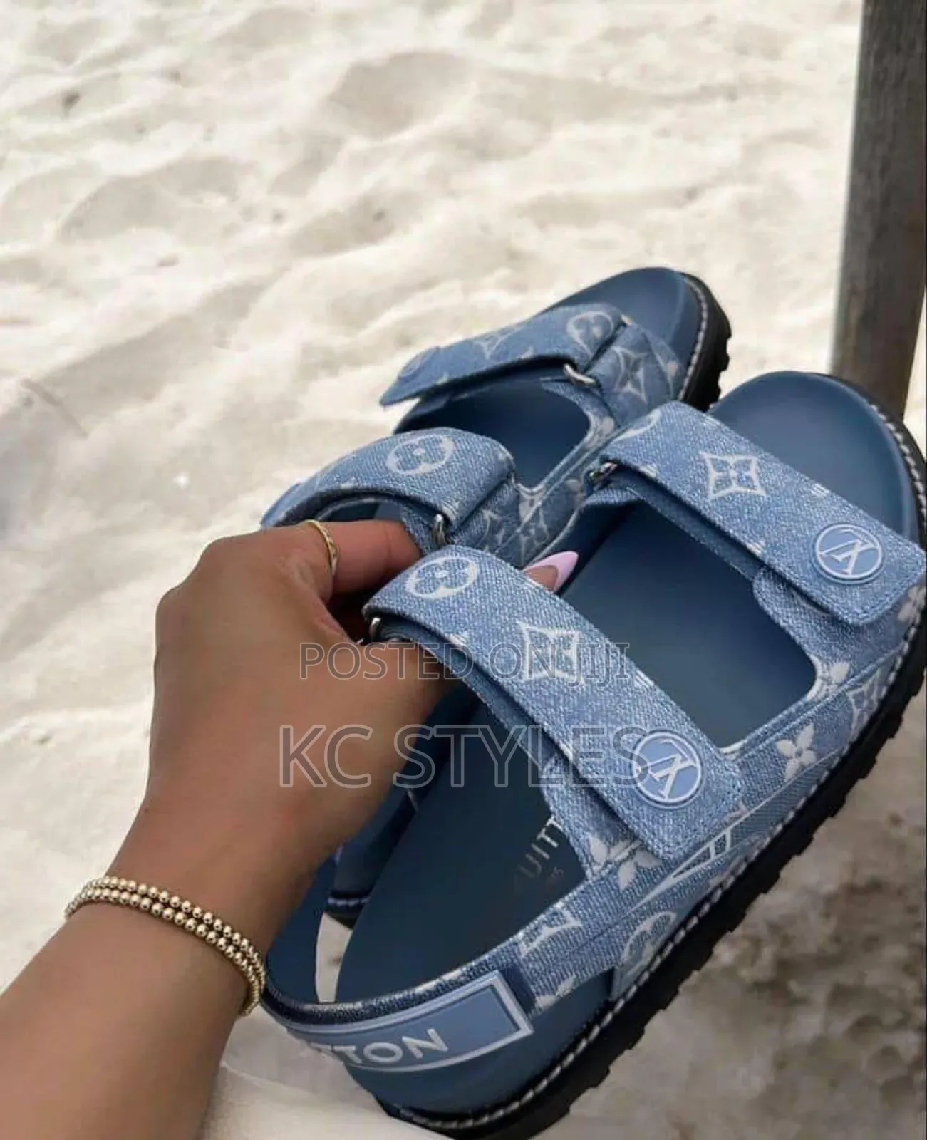 Louis Vuitton Sandals Black Jean Blue