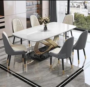 Marble Dining Table Top by 6 Set of Chair