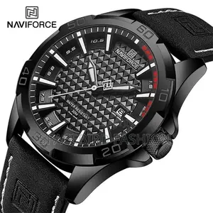 Black Luxury Men's Leather Strap Wrist Watch