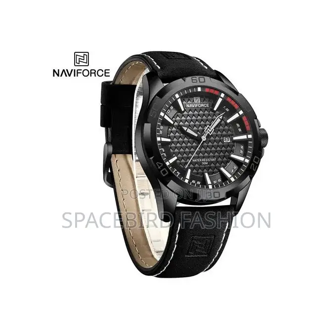 Black Luxury Men's Leather Strap Wrist Watch