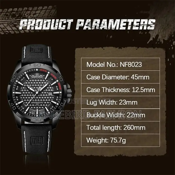 Black Luxury Men's Leather Strap Wrist Watch