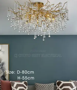Crystal Glass Drop Flush Chandelier Light