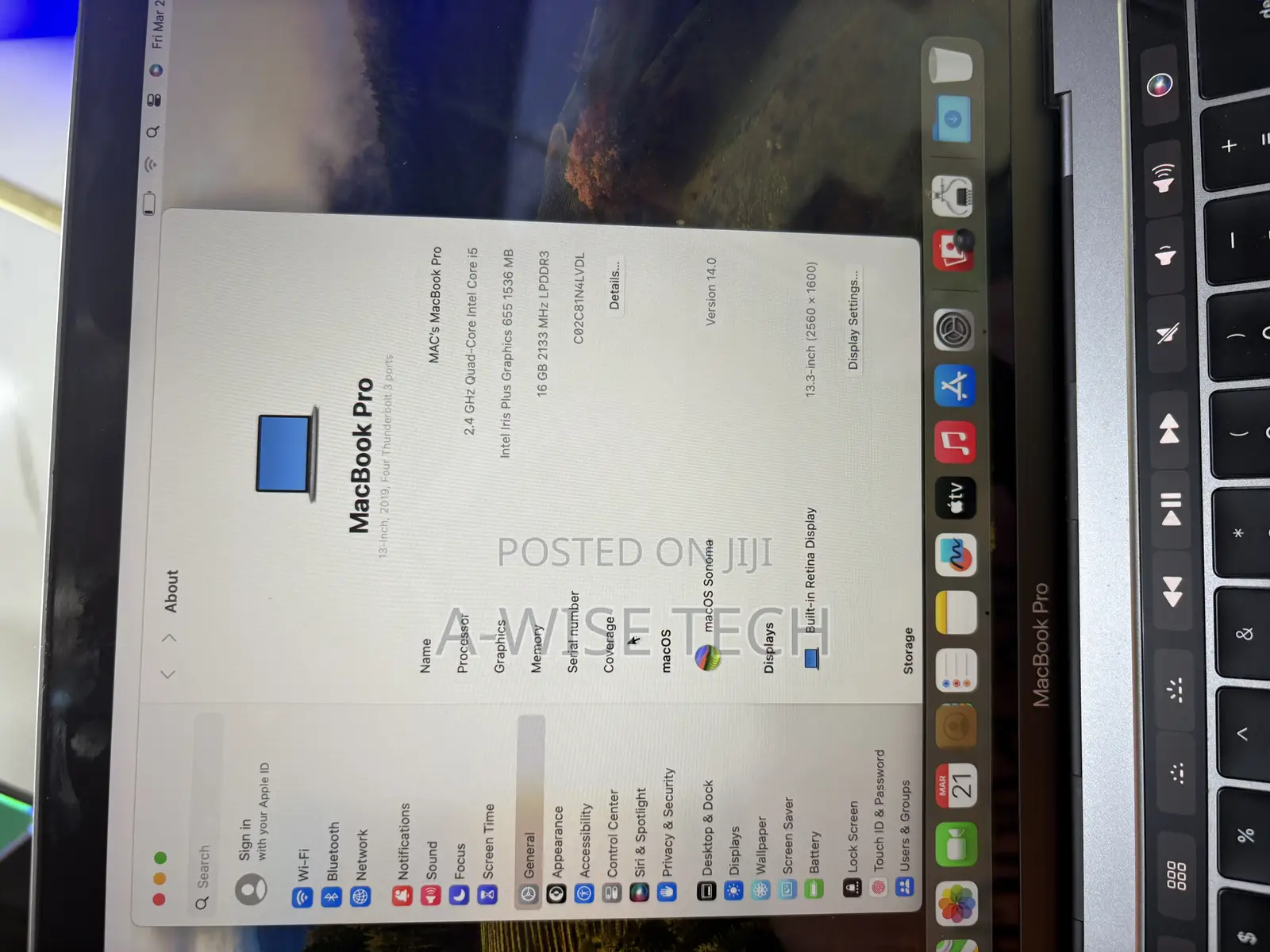 Laptop Apple MacBook Pro 2019 16GB Intel Core I5 SSD 256GB