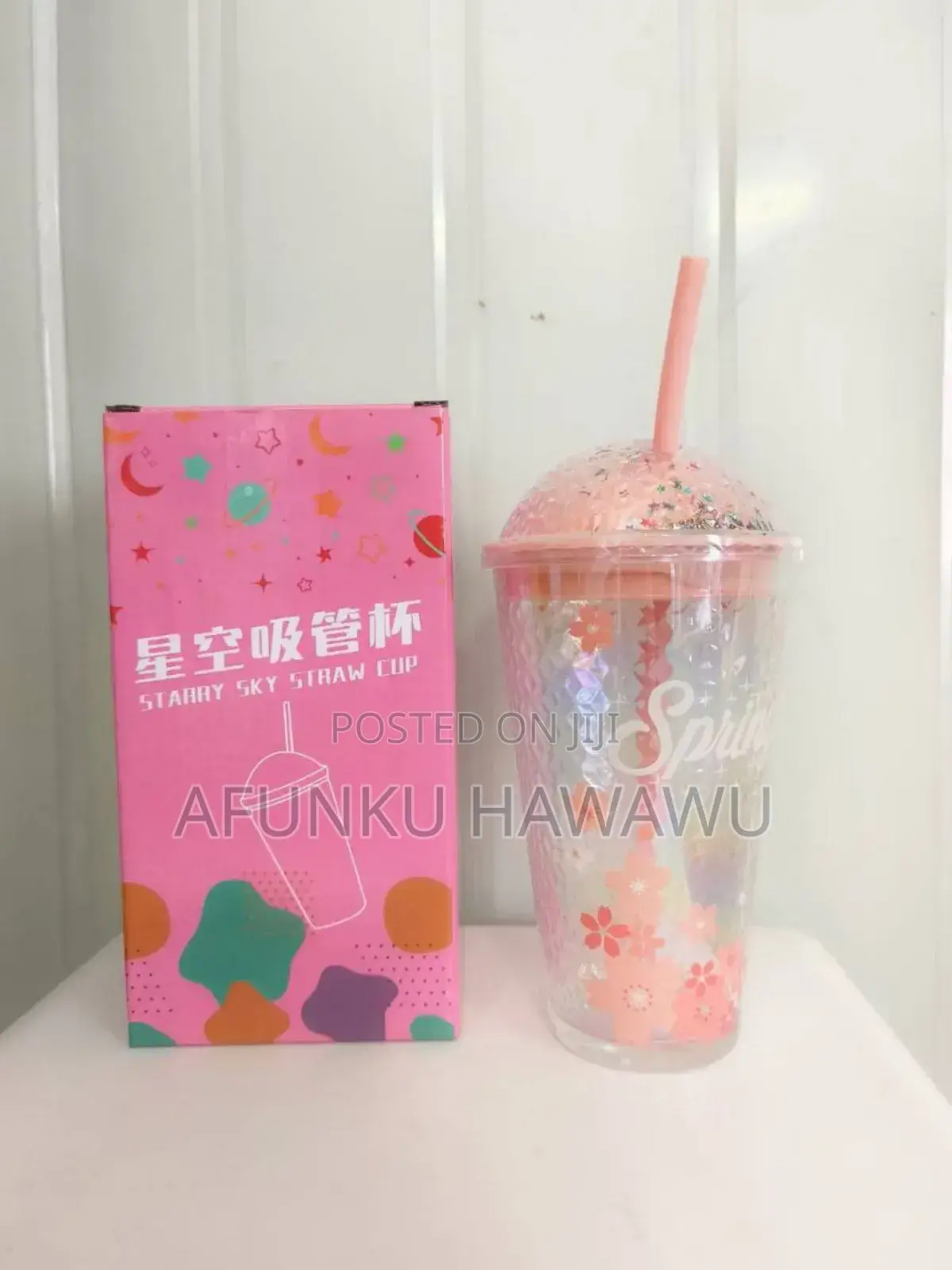 Drinking Cup Cute Creative Shape Glitter Straw Water Bottle