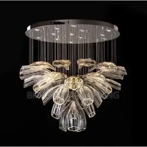 Italian Custom Petal Glass Chandeliers