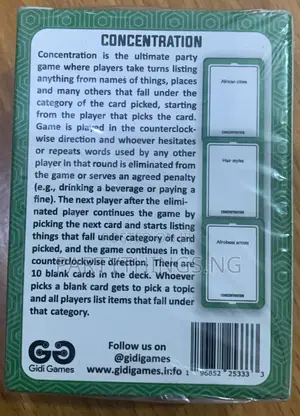 Concentration Party Card Game