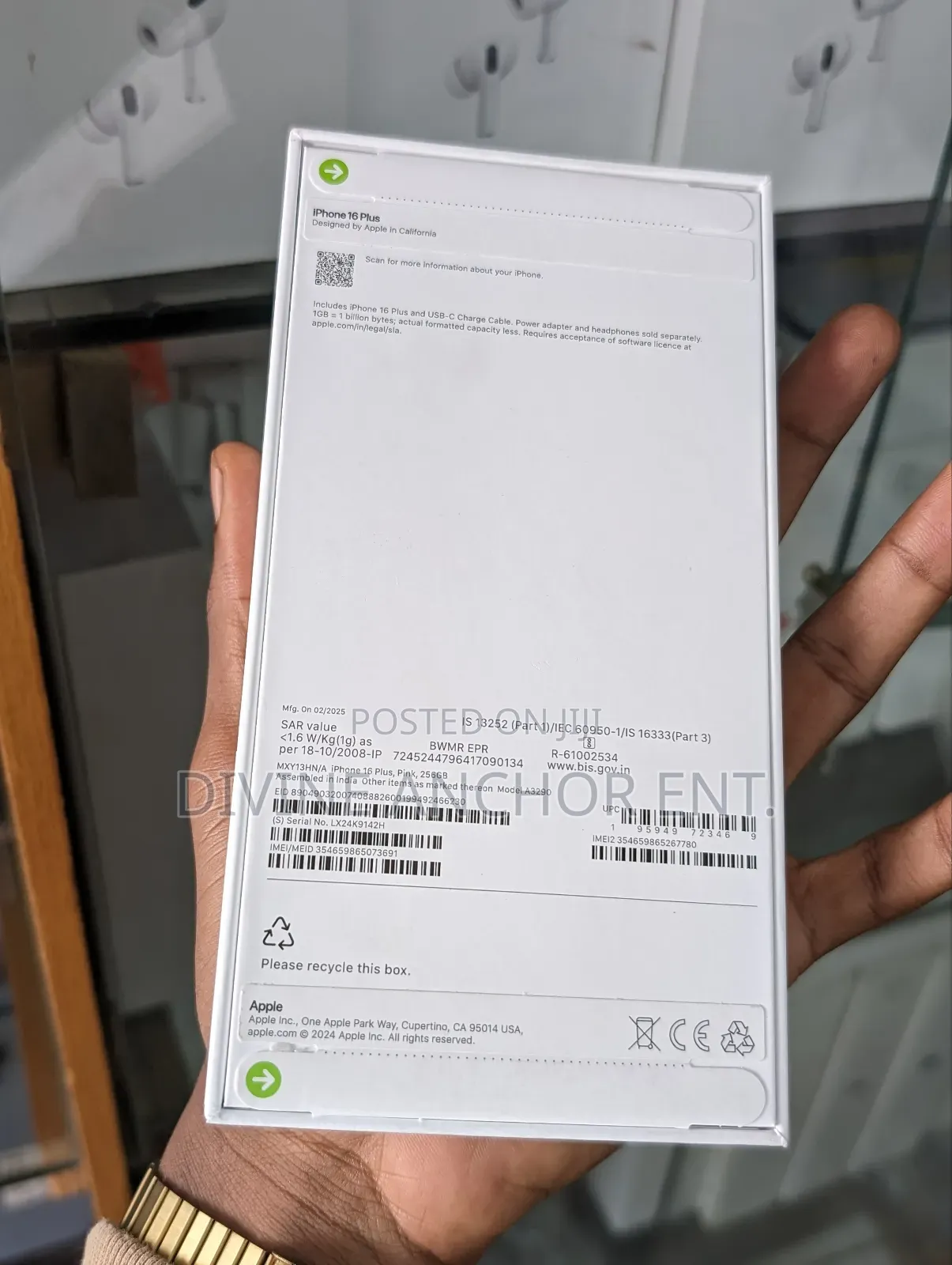 New Apple iPhone 16 Plus 256 GB Pink