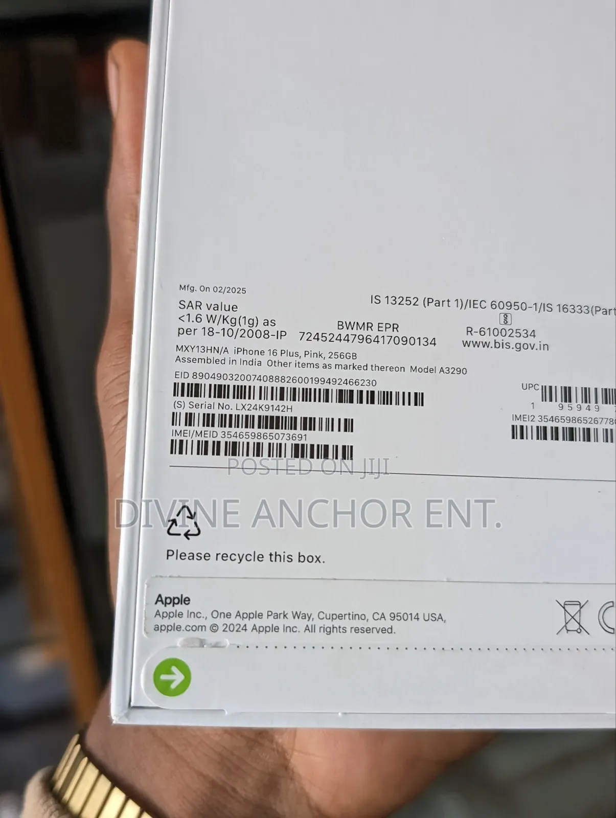 New Apple iPhone 16 Plus 256 GB Pink