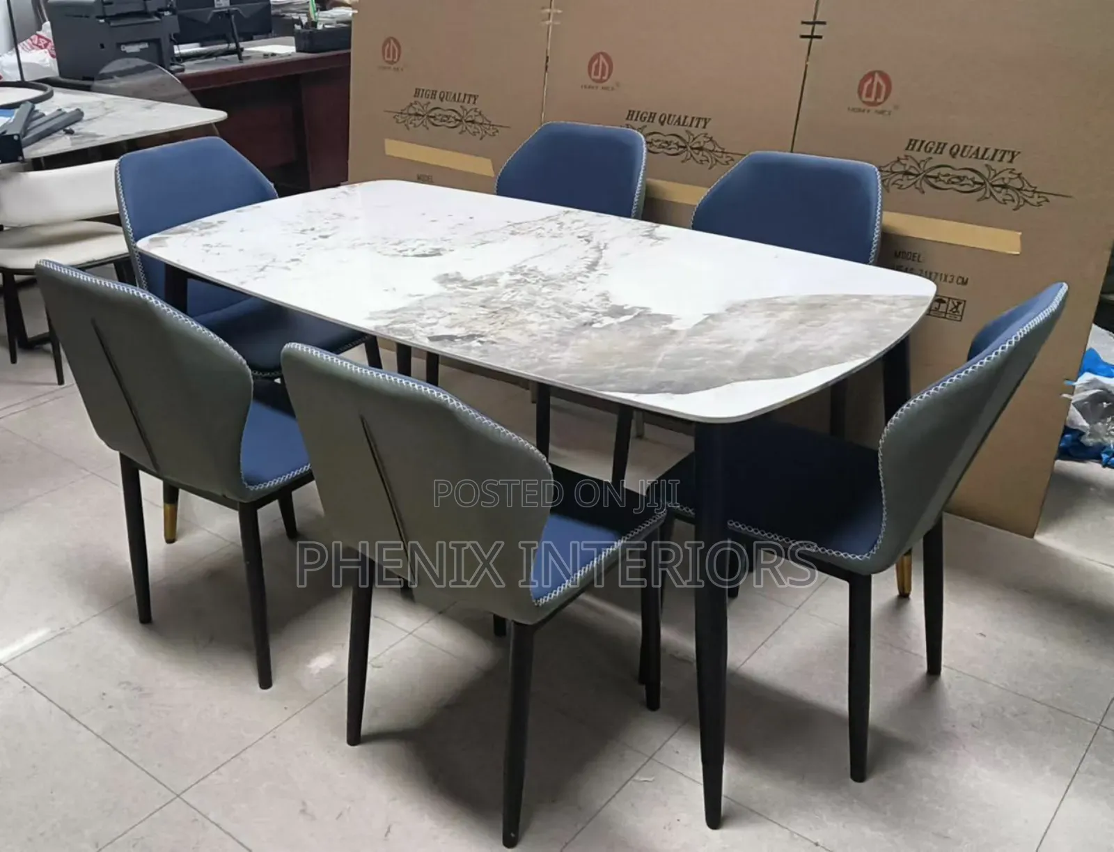 Modern Grey Coloured 6 Seater Dinning Table Set