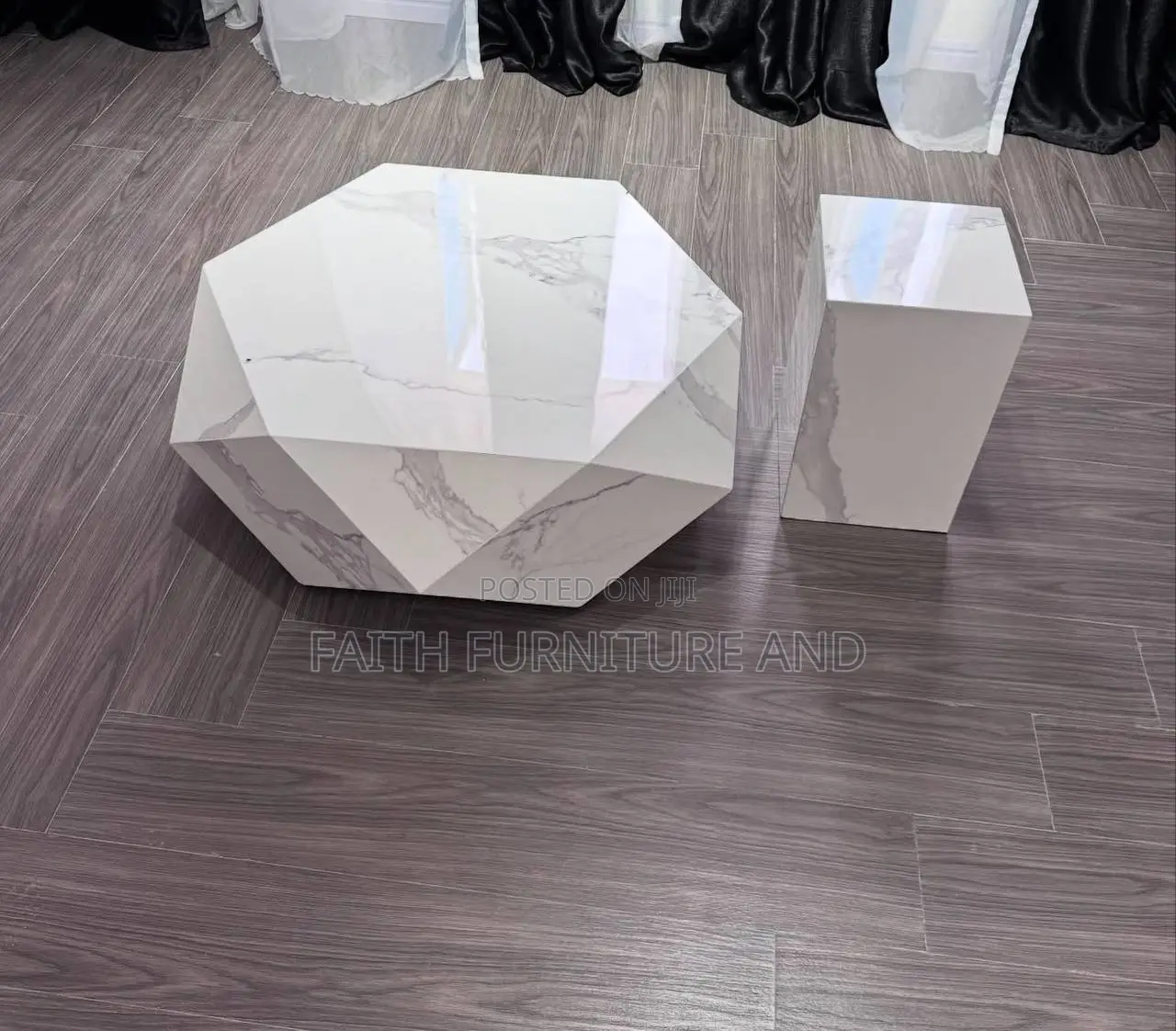 Marble Center Table and Side Stool